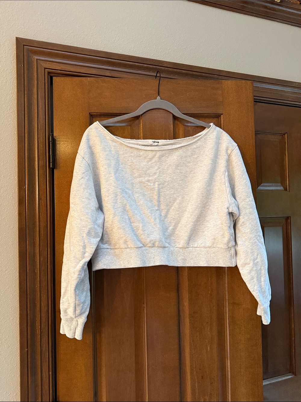 Garage Light Gray Cropped Sweatshirt